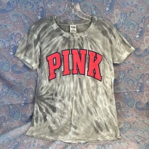 Victoria's Secret Pink, Gray Tie-Dye, Crewneck T-Shirt, Size Medium Women's